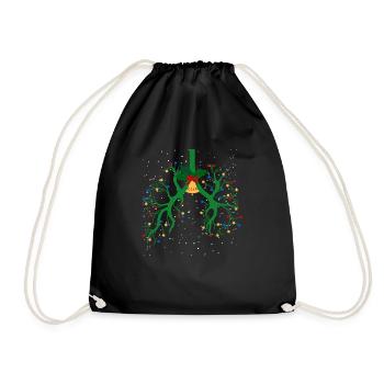 Ventilation Therapy Lung Christmas String Light - Drawstring Bag - black - Front