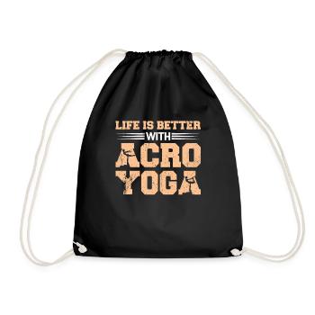 Acroyoga Life Is Better With Acroyoga - Turnbeutel - Schwarz - Vorne