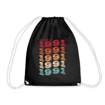 Vintage 1991 Gifts Legend for 32 Year Old - 32nd - Drawstring Bag - black - Front