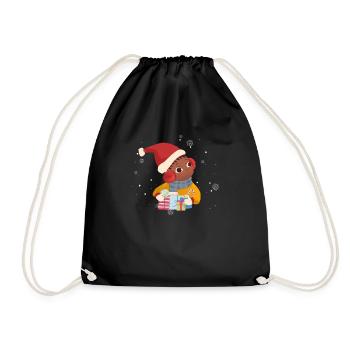 Cute, Black, Afro, African, American - Drawstring Bag - black - Front