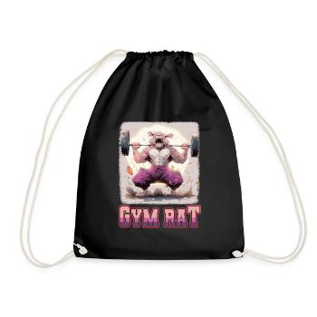 Gym Rat Bodybuilding Kraftsport lustiges Fitness - Turnbeutel - Schwarz - Vorne