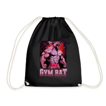 Gym Rat Bodybuilding Kraftsport lustiges Fitness - Turnbeutel - Schwarz - Vorne