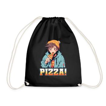 Pizza Lover Young Girl Anime Manga Pizza - Sac de sport léger - noir - Devant