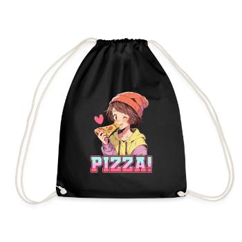 Pizza Lover Young Girl Anime Manga Pizza - Sac de sport léger - noir - Devant
