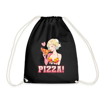 Pizza Lover Young Girl Anime Manga Pizza - Sac de sport léger - noir - Devant