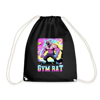 Gym Rat Bodybuilding Kraftsport lustiges Fitness - Turnbeutel - Schwarz - Vorne