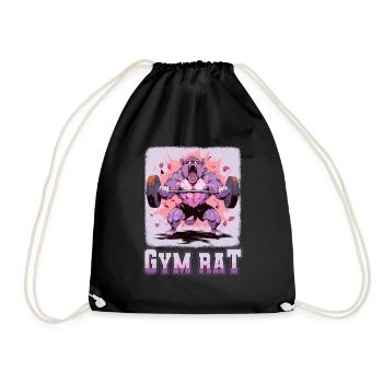 Gym Rat Bodybuilding Kraftsport lustiges Fitness - Turnbeutel - Schwarz - Vorne