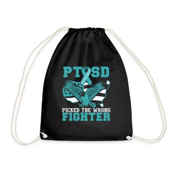 PTSD Picked The Wrong Fighter - Drawstring Bag - black - Front