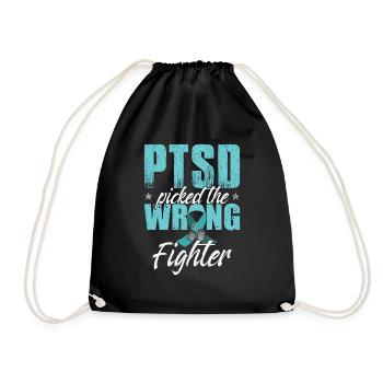 PTSD Picked The Wrong Fighter - Drawstring Bag - black - Front