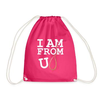 I Am From Europe U Rope Europa Ironic Sarcasm - Drawstring Bag - fuchsia - Front