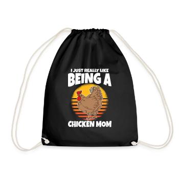 I Just Really Like Being A Chicken Mom - Drawstring Bag - black - Front