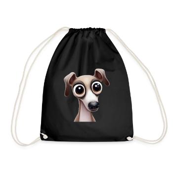 Cute Greyhound Puppy Art - Drawstring Bag - black - Front