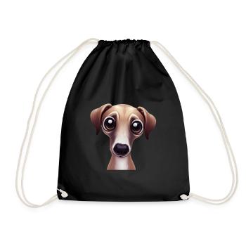 Sleek and Speedy Greyhound Artwork - Drawstring Bag - black - Front