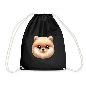 Playful Pomeranian Artwork - Drawstring Bag - black - Front