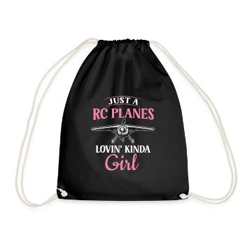 Remote Controlled Airplane Model Airplane - Drawstring Bag - black - Front