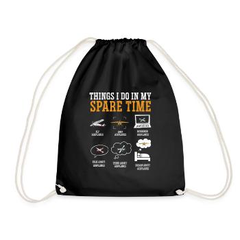Remote Controlled Airplane Model Airplane - Drawstring Bag - black - Front