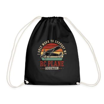 Remote Controlled Airplane Model Airplane - Drawstring Bag - black - Front