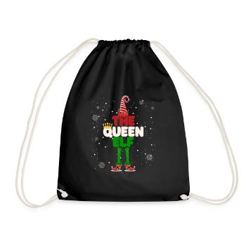 The Queen Elf Matching Family Group Christmas - Drawstring Bag - black - Front