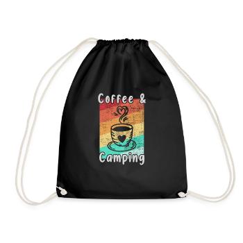 Camping and Coffee - Drawstring Bag - black - Front