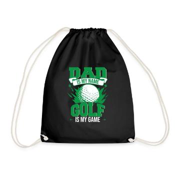 Papa ist mein Name Golf ist mein Spiel - Turnbeutel - Schwarz - Vorne