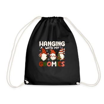 Hanging With My Gnomies Lustige Weihnachten Gnom - Turnbeutel - Schwarz - Vorne