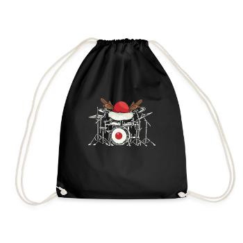Schlagzeug Weihnachten Musik Instrument Band - Turnbeutel - Schwarz - Vorne
