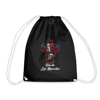 La Calavera Mexican Floral Muertos Day Of Dead - Drawstring Bag - black - Front
