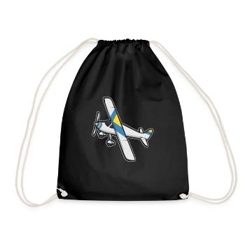 Remote Controlled Airplane Model Airplane - Drawstring Bag - black - Front