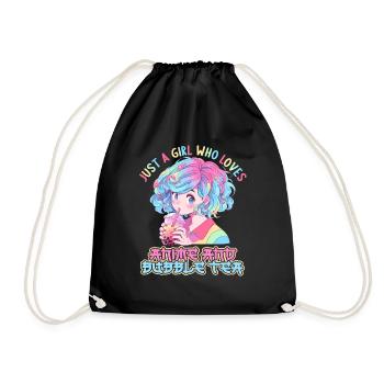 Just a girl who loves Anime and Boba Bubble Tea - Turnbeutel - Schwarz - Vorne