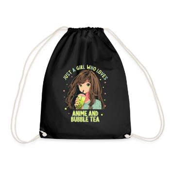 Just a girl who loves Anime and Boba Bubble Tea - Turnbeutel - Schwarz - Vorne