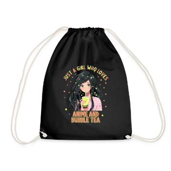 Just a girl who loves Anime and Boba Bubble Tea - Turnbeutel - Schwarz - Vorne