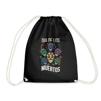Bones Mexican Floral Muertos Day Of Dead Halloween - Drawstring Bag - black - Front