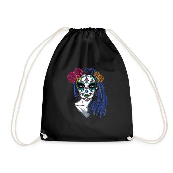 Lady La Catrina Mexiko Blumenmuertos Tag der Toten - Turnbeutel - Schwarz - Vorne