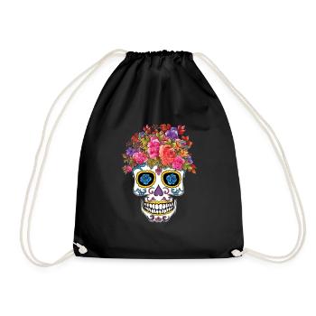 Mexikanischer Feiertag Blumenmuertos Tag der Toten - Turnbeutel - Schwarz - Vorne