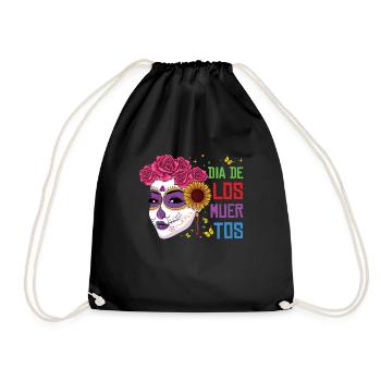 Colorfu Floral Dia Muertos Day Of Dead La Catrina - Turnbeutel - Schwarz - Vorne