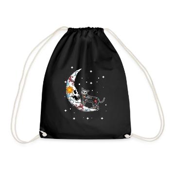 Tier Katze Mond Muertos Tag der Toten Halloween - Turnbeutel - Schwarz - Vorne
