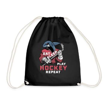 Manger Dormir Hockey Répéter Enfants Requin de glace Hockey - Sac de sport léger - noir - Devant