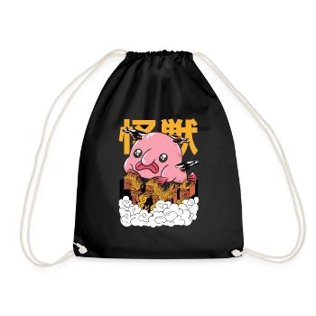 Blobfish Kawaii Blob Fish Japanische Ästhetische Kunst - Turnbeutel - Schwarz - Vorne