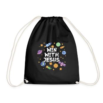 Holiday Bible School Crew Win with Jesus - Drawstring Bag - black - Front