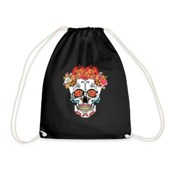 Sugar Skull Dia De Los Muertos Day Of Dead Floral - Turnbeutel - Schwarz - Vorne