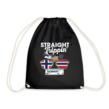 Straight Trippin' Norway Vacation Tour Travel - Drawstring Bag - black - Front