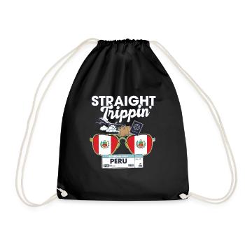 Straight Trippin' Peru Vacation Tour Travel Trip - Drawstring Bag - black - Front