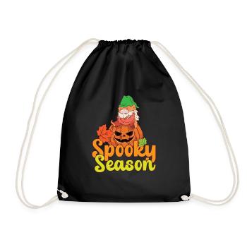 Lazy Halloween Spooky Season Gnome Jack O Lantern - Turnbeutel - Schwarz - Vorne