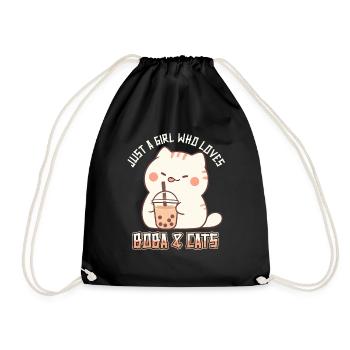 Anime Kawaii just a girl who loves Boba and Cats - Turnbeutel - Schwarz - Vorne