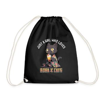 Anime Kawaii just a girl who loves Boba and Cats - Turnbeutel - Schwarz - Vorne