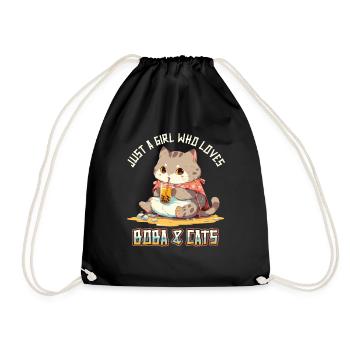 Anime Kawaii just a girl who loves Boba and Cats - Turnbeutel - Schwarz - Vorne