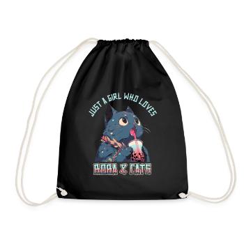 Anime Kawaii just a girl who loves Boba and Cats - Turnbeutel - Schwarz - Vorne