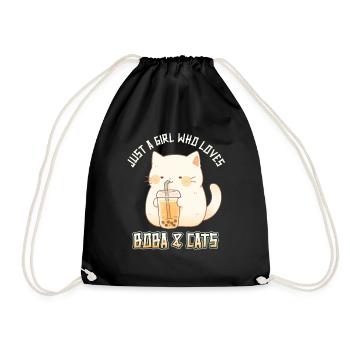 Anime Kawaii just a girl who loves Boba and Cats - Turnbeutel - Schwarz - Vorne
