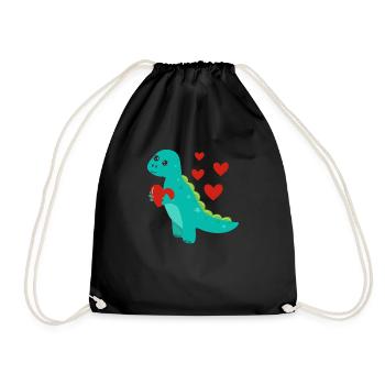 Saint-Valentin Dinosaure Heart Funny Animal Love - Sac de sport léger - noir - Devant