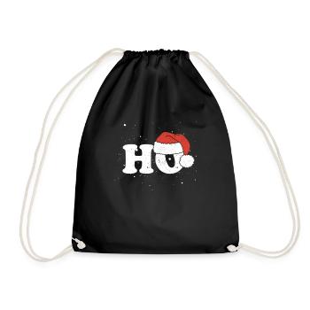 Ho Santa Claus Hat Funny Christmas Winter - Drawstring Bag - black - Front